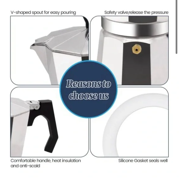 Silver Stovetop Espresso Maker - Picture 7 of 8